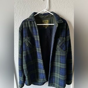 Men’s Sherpa-lined Navy Plaid shirt, slightly fitted, Anchorage